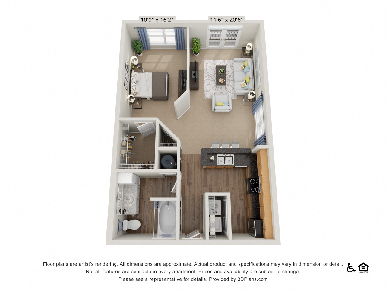 Floor plan for studio, 1 bath, 780 sqft